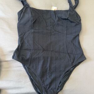 Black Textured One-Piece Swimsuit brand new
